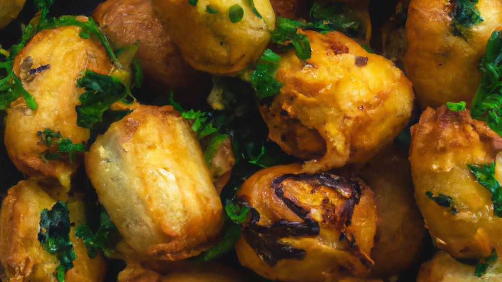 Imagem de uma couve-flor inteira dourada assada em uma airfryer. A couve-flor está cortada em floretes e temperada com sal e pimenta.