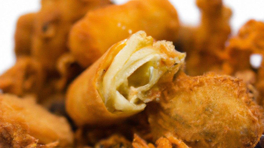 Foto aérea de couve-flor empanada frita na Airfryer, cortada em floretes dourados e crocantes servidos em uma tigela.