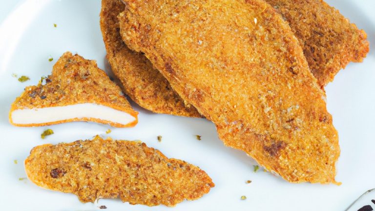 Imagem de coxas e sobrecoxas de frango empanadas e douradas, dispostas em uma cesta de uma Airfryer.