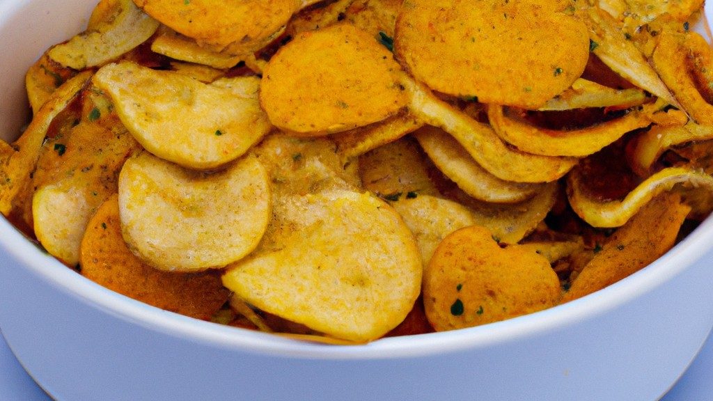 Uma imagem de Crisps De Abobrinha E Parmesão fritos, servidos em um prato branco. Os crisps são dourados e crocantes, e são polvilhados com queijo parmesão ralado.