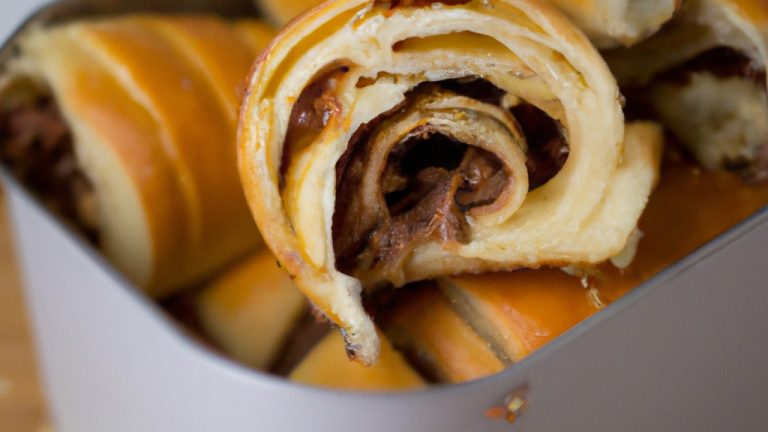 Imagem mostra um prato com enroladinhos de pão recheados com Nutella, preparados na airfryer. Eles estão dourados e crocantes, com um recheio cremoso e delicioso. O prato é perfeito para um lanche rápido, café da manhã ou sobremesa.