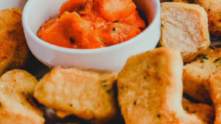 Imagem de uma farofa crocante e dourada feita na airfryer, com pedaços de cebola e bacon crocantes.