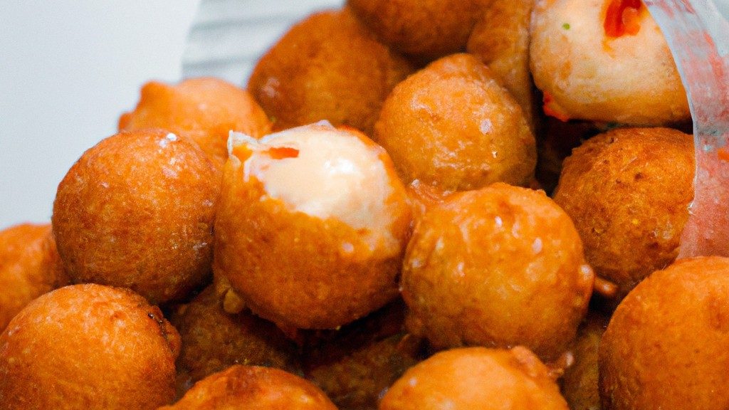 Uma fotografia de fatias de batata frita caseiras crocantes e douradas preparadas em uma air fryer. As fatias são cortadas finamente e têm bordas douradas e interiores macios e fofos. Elas estão dispostas em uma tigela branca sobre uma superfície de madeira escura.