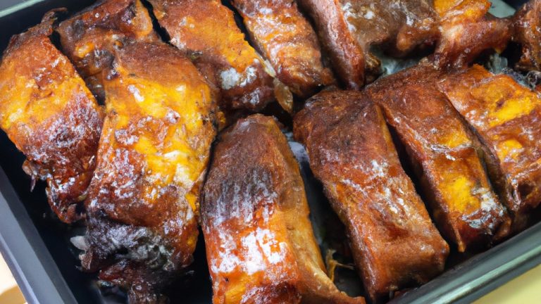 Imagem mostrando um filé de costela grelhado perfeitamente em uma Airfryer. A carne está suculenta e saborosa, com um exterior crocante. A Airfryer é um aparelho conveniente que permite grelhar alimentos com baixo teor de gordura e sem bagunça.