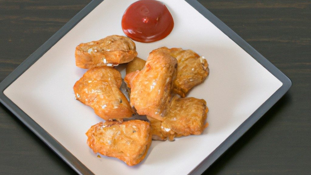 Imagem de um filé de linguado cozido em uma airfryer, colocado em um prato com fatias de limão e ervas frescas.