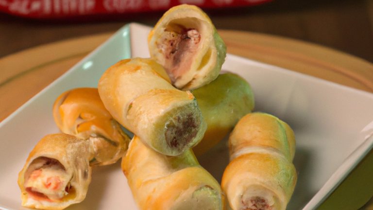 Imagem de um folhado de presunto e queijo cozido em uma Airfryer. O folhado tem bordas douradas crocantes e recheio derretido de presunto e queijo.