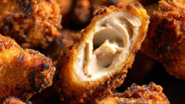 Foto de frango agridoce cozido em uma Airfryer. O frango está dourado e crocante, e é coberto por um molho agridoce espesso e pegajoso. O frango é servido com arroz branco e brócolis.
