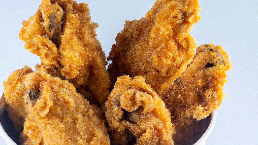 Imagem de um frango assado dourado e crocante cozido em uma airfryer. O frango é temperado com ervas e especiarias e é acompanhado por vegetais assados.