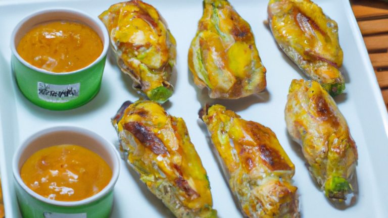 Imagem de frango e abobrinha cozidos em uma Airfryer. Os pedaços de frango são dourados e crocantes, enquanto a abobrinha é macia e caramelizada. O prato é guarnecido com ervas frescas.