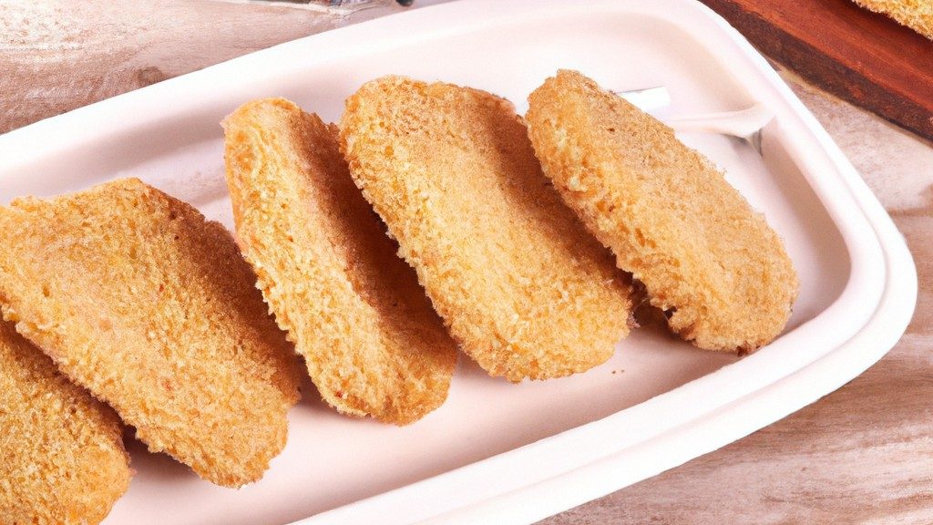 Imagem de uma porção de jilós empanados e fritos em uma air fryer, servidos em um prato com fatias de limão.