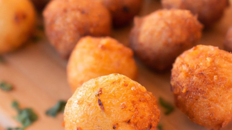 Imagem de uma airfryer cheia de kibes Sadia prontos para serem fritos. O fundo é uma superfície de madeira e a imagem tem um tom quente.
