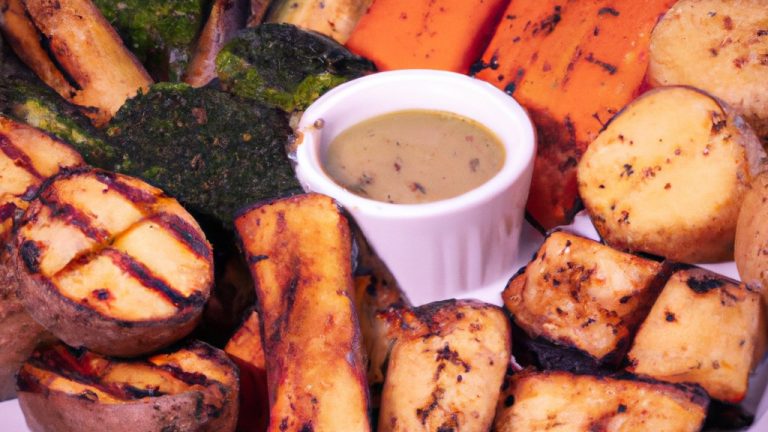 Imagem de legumes coloridos, como brócolis, cenoura e batata, assados na Airfryer. Os legumes estão dourados e crocantes, com um fio de azeite por cima.