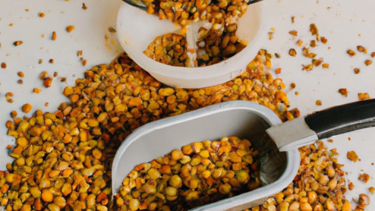 Imagem de uma tigela cheia de lentilhas cozidas em uma Airfryer. As lentilhas são douradas e crocantes, e estão cobertas com ervas frescas.