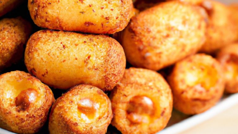 Linguiça recheada com queijo na Airfryer, com crosta dourada e interior suculento, cortada em pedaços e servida em um prato.