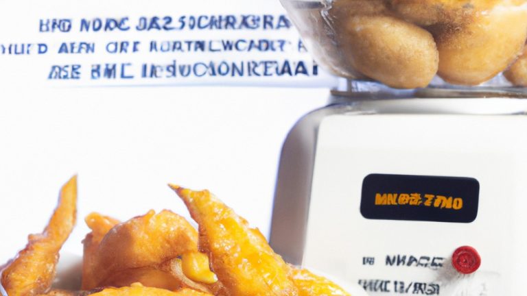 Imagem de mandioca congelada sendo cozida em uma airfryer. A mandioca está cortada em palitos e está dourando na airfryer.