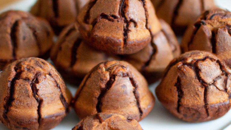 Imagem de um mini bolo de pão de mel recém-assado dentro de uma Airfryer. O bolo tem uma crosta marrom-dourada e é polvilhado com açúcar de confeiteiro.