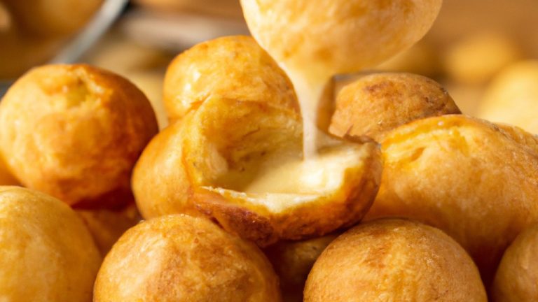 Imagem de pães de batata-doce crocantes e dourados feitos na airfryer. Os pães têm um interior macio e fofo e são servidos com uma tigela de molho de manteiga de mel à parte.