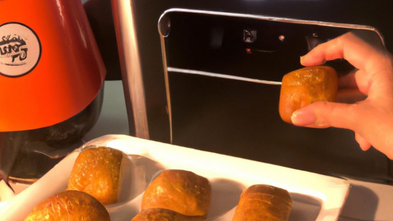 Imagem de um pão dourado recém-assado em uma airfryer, com uma crosta crocante e um interior macio e fofo.