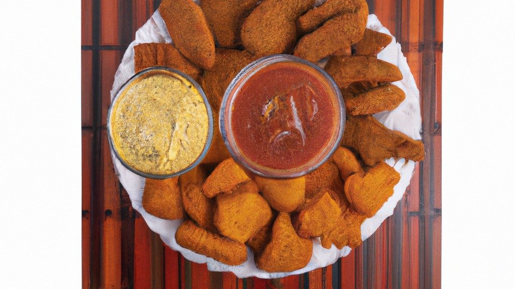 Imagem de um prato de patacones fritos na airfryer, um prato típico da Colômbia. Os patacones são fatias de banana-da-terra verde que são fritas duas vezes, resultando em uma casca externa crocante e um interior macio e amanteigado.