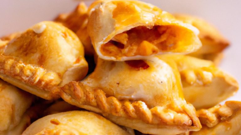 Imagem de petiscos crocantes e dourados feitos com massa de pastel cozida na airfryer. Esses petiscos são fáceis e rápidos de preparar, tornando-os um lanche ou aperitivo perfeito.