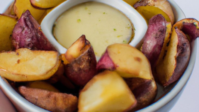 Foto de petiscos de batata dourados e crocantes fritos em uma airfryer. As batatas são cortadas em palitos e temperadas com sal, pimenta e páprica.