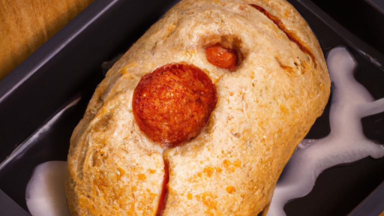 Imagem de uma pizza de pão de forma feita na airfryer. A pizza tem uma borda crocante e dourada e é coberta com queijo derretido, molho de tomate e outros ingredientes como pepperoni, cogumelos e pimentões.