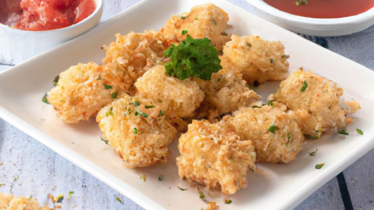 Imagem de rabanetes fritos crocantes em uma cesta da Airfryer. Eles são dourados e crocantes por fora e macios e suculentos por dentro. A receita é fácil e rápida de fazer, resultando em um acompanhamento delicioso e saudável.