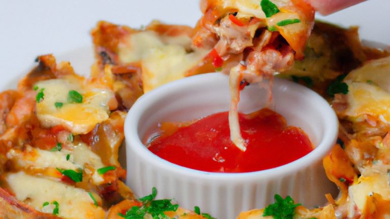 Imagem de lasanha bites crocantes e dourados em uma airfryer. Os bites são recheados com queijo derretido, molho de tomate e massa de lasanha.