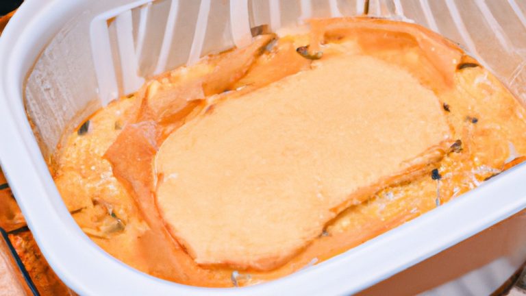 Imagem de uma torta de sardinha recém-assada na Airfryer. A torta tem uma crosta dourada e crocante, e o recheio é feito com sardinha, cebola, tomate e pimentão.