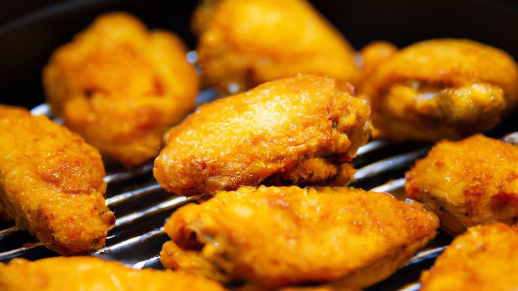 Imagem de um prato com defricassê de frango preparado na Airfryer. O frango está dourado e coberto com um molho cremoso e espesso, guarnecido com ervas frescas.