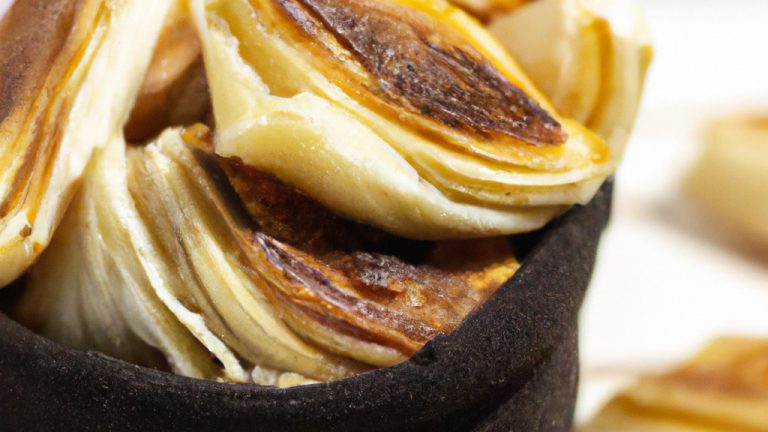 Imagem de palmiers dourados e crocantes na airfryer, preparados com uma receita fácil e deliciosa. Os palmiers são dispostos em uma cesta de airfryer, prontos para serem apreciados.