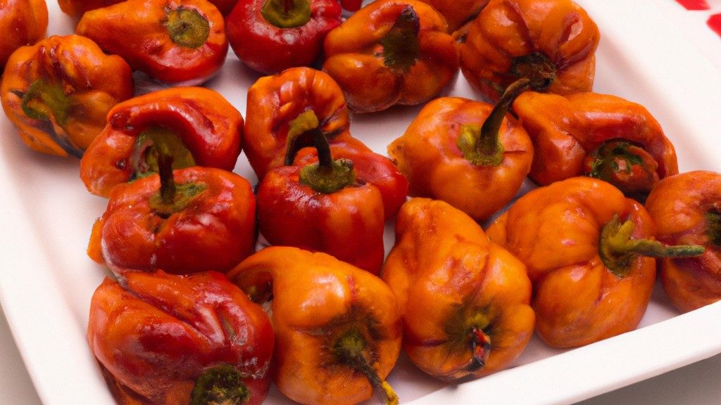 Foto de mini pimentões assados na Airfryer. Os pimentões são apresentados em uma travessa, com azeite e especiarias espalhadas por cima. O fundo é branco e a imagem é bem iluminada, mostrando os detalhes dos pimentões assados.