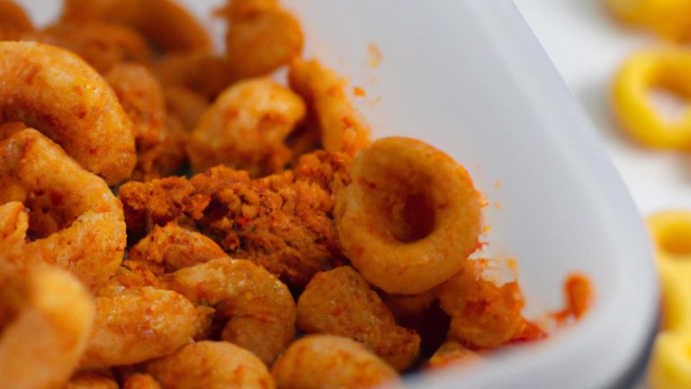 Imagem de um prato com salgadinhos de macarrão fritos e dourados, preparados na airfryer. Os salgadinhos são feitos com macarrão cozido, temperos e queijo. Eles são crocantes por fora e macios por dentro.