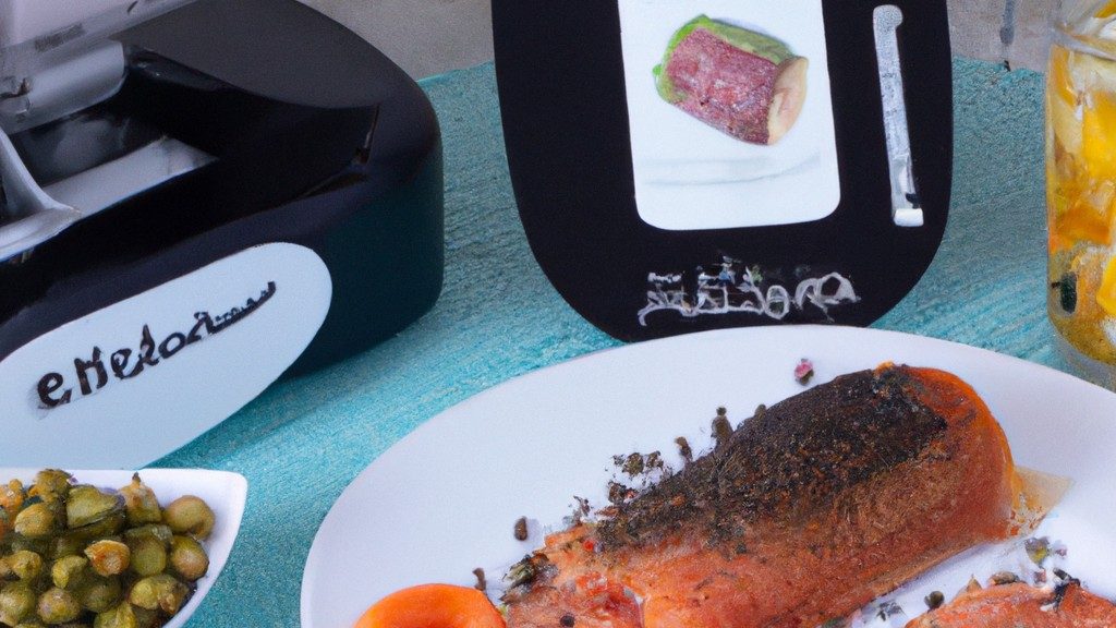 Imagem de um prato de salmão cozido na Airfryer, guarnecido com alcaparras e um molho cremoso.