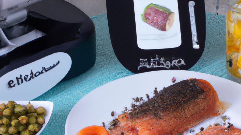 Imagem de um prato de salmão cozido na Airfryer, guarnecido com alcaparras e um molho cremoso.