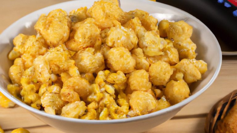 Imagem de um prato cheio de bolinhos de arroz crocantes e dourados feitos na Airfryer. Os bolinhos são servidos com um molho para mergulhar e são apresentados em um fundo branco.