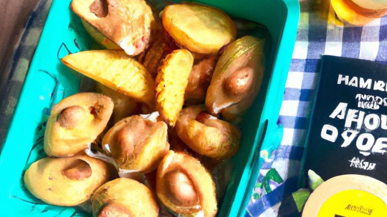 Imagem mostra uma airfryer com uma cesta cheia de sonhos fritos. Os sonhos são dourados e crocantes, com uma pitada de açúcar de confeiteiro por cima. A imagem também mostra um prato com sonhos adicionais, prontos para serem servidos.