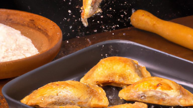 Uma tilápia inteira empanada com farinha de aveia, frita até ficar dourada em uma airfryer. O peixe é servido em um prato, guarnecido com rodelas de limão e ervas frescas.