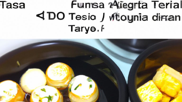 Imagem de tofu assado numa fritadeira de ar. O tofu está cortado em cubos e coberto com uma marinada espessa. Está disposto numa cesta de fritadeira de ar e assado até ficar crocante e dourado.