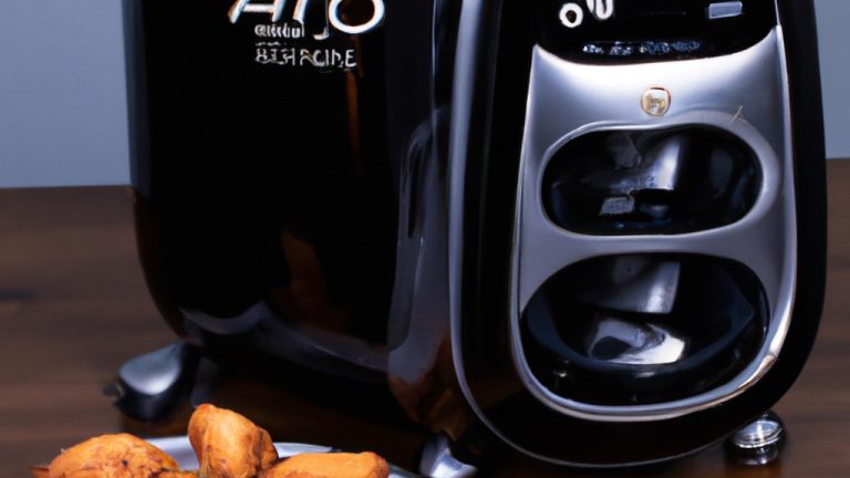 Imagem de uma Air Fryer Mondial 4 Litros, um aparelho de cozinha usado para cozinhar alimentos sem óleo, com capacidade para 4 litros. O aparelho possui um cesto antiaderente removível, um painel de controle digital com opções de temperatura e tempo, e um livro de receitas com diversas opções de pratos.