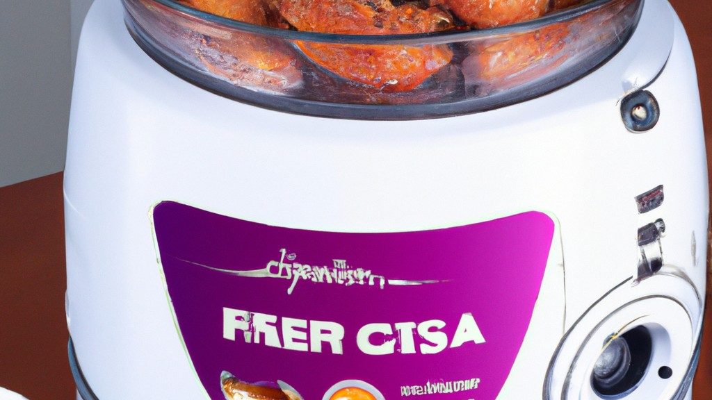 Imagem de uma Air Fryer Oster de 10 litros, um aparelho de cozinha usado para fritar alimentos sem óleo. A Air Fryer é preta e tem um cesto removível com capacidade para até 10 litros de alimentos. O aparelho também possui um painel de controle digital com vários ajustes predefinidos para diferentes tipos de alimentos.