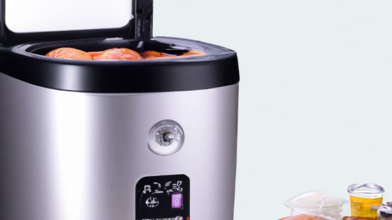 Imagem de uma fritadeira Air Fryer Oster Multifuncional 3.2L CKSTAF631 com receitas. A fritadeira é de cor preta com uma alça cromada e um visor digital. As receitas incluem batatas fritas, frango frito e legumes.