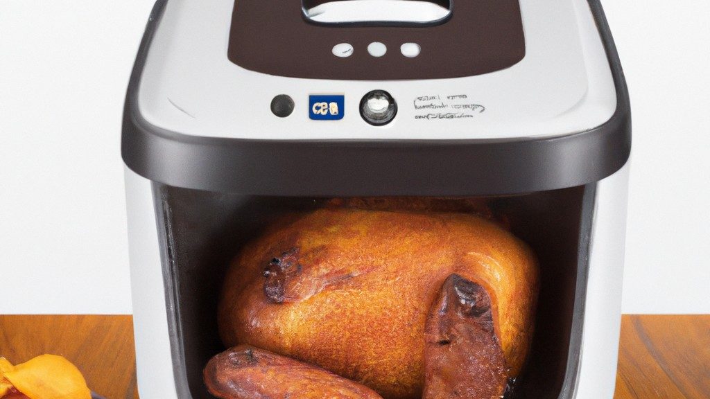 A imagem mostra uma fritadeira Air Fryer Philco Oven Pfr2200 de cor preta e cinza. Ela possui uma alça na parte superior, botões de controle na lateral e uma cesta removível no interior. A Air Fryer Philco Oven Pfr2200 é usada para preparar alimentos com menos óleo, resultando em refeições mais saudáveis e saborosas.