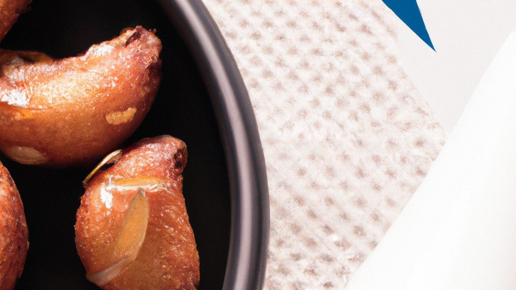 Imagem de almôndegas douradas e crocantes cozidas em uma airfryer, servidas em um prato com um molho de tomate vermelho ao lado.
