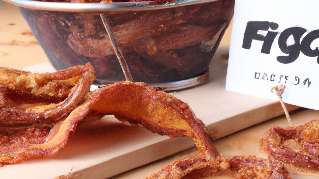 Imagem de bacon frito e crocante cozido em uma Airfryer. O bacon está disposto em tiras sobre uma bandeja de metal perfurada, com um pouco de gordura acumulada na parte inferior da bandeja. O bacon é marrom dourado e tem bordas crocantes, indicando que foi cozido perfeitamente.