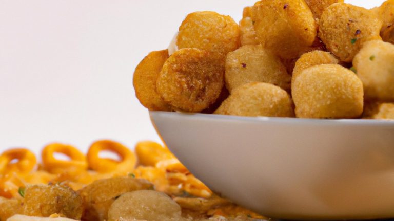 Imagem de biscoitinhos dourados e crocantes em uma fritadeira. Os biscoitinhos são cobertos com queijo parmesão ralado, cebola picada e ervas frescas.