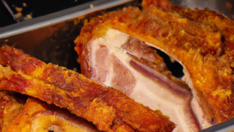 Costelinha de porco crocante e suculenta cozida na Airfryer. A carne é marinada em um molho saboroso e assada até ficar macia e dourada.