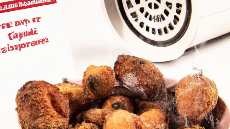 Imagem de bolinhos de coco dourados e crocantes em uma cesta de airfryer. Os bolinhos têm uma textura leve e fofa por dentro e são cobertos com uma crosta crocante de açúcar por fora.