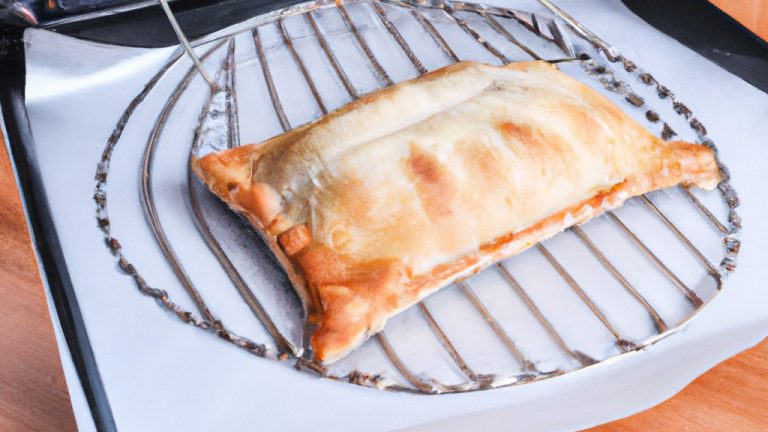 Imagem mostra uma crostata ou galette assada em uma Airfryer. A crosta é dourada e crocante, e o recheio é uma mistura colorida de frutas vermelhas, como morangos, mirtilos e framboesas. A crostata é guarnecida com uma pitada de açúcar em pó.