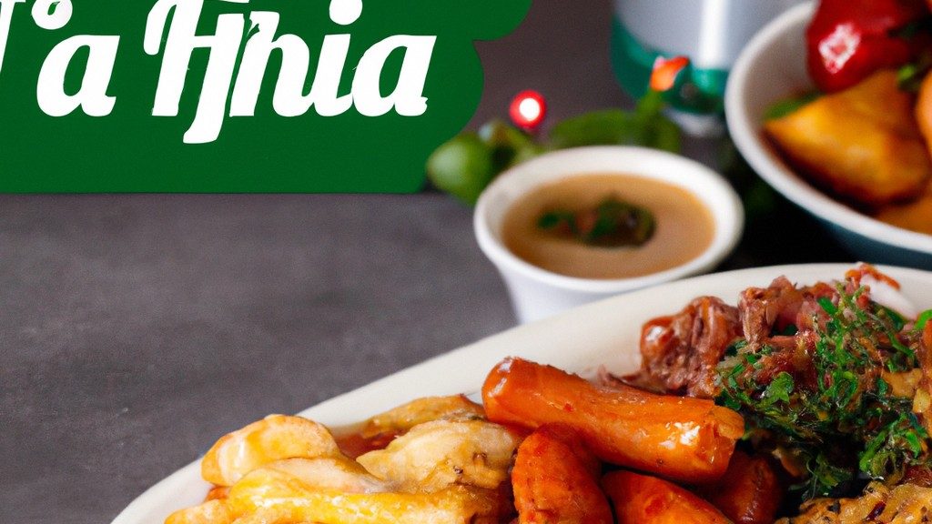 Imagem de uma variedade de pratos festivos preparados em uma Airfryer, incluindo peru assado, presunto glaciado, legumes assados e sobremesas. Esses pratos são perfeitos para as refeições de Natal e Ano Novo.